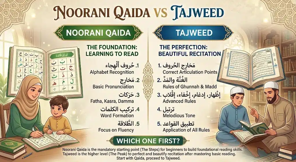 Noorani Qaida vs Tajweed Rules: We Help You To Start Noorani Qaida vs Tajweed